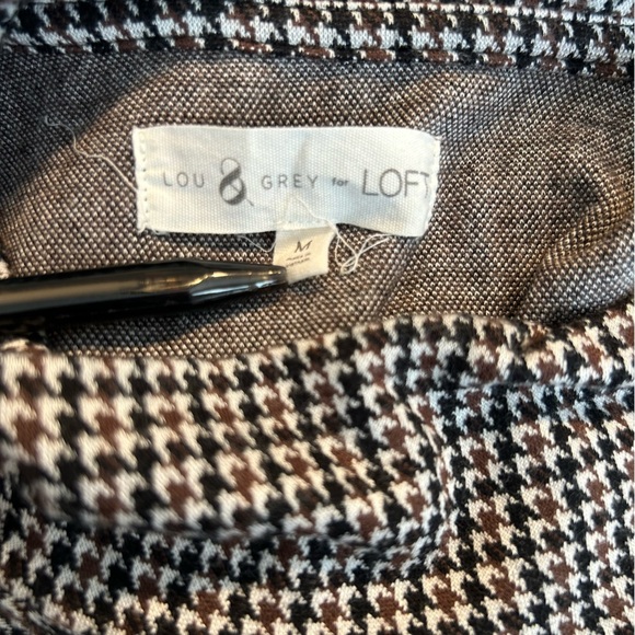 Lou & Grey for LOFT Black, Brown Houndstooth Mock Neck Top & Ponte Leggings Sz M - Picture 8 of 14